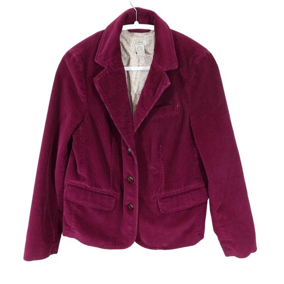 L.L. Bean Jackets & Blazers - LL BEAN Size 12 Reg Rich Magenta Purple Wide Wale Corduroy Blazer Jacket
